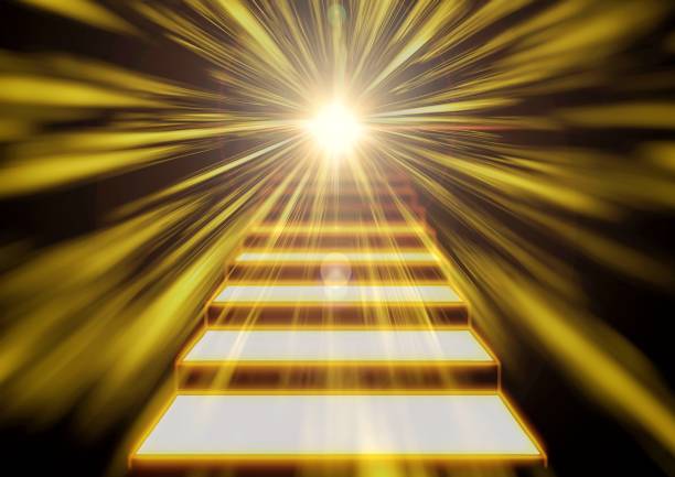 istock Abstract stairs and rays background 1471536380
