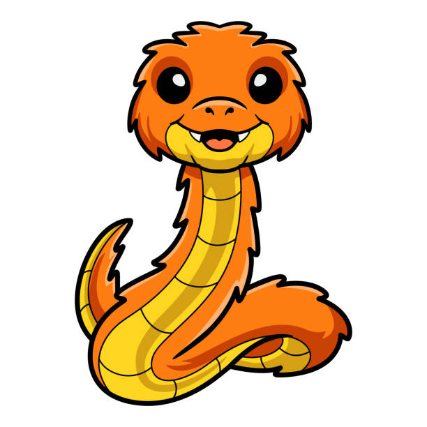 Cute orange spiny bush viper cartoon Vector illustration of Cute orange spiny bush viper cartoon african bush viper venomous snake stock illustrations