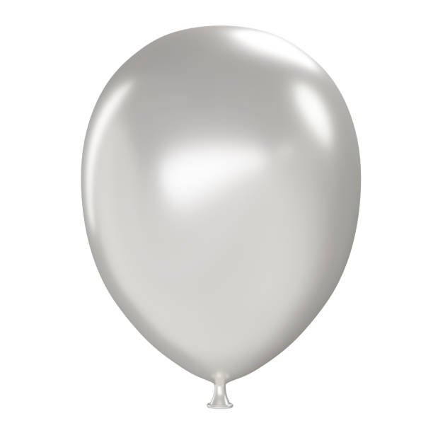 istock 3D illustration of white or silver balloon. 3D render. 1471553179