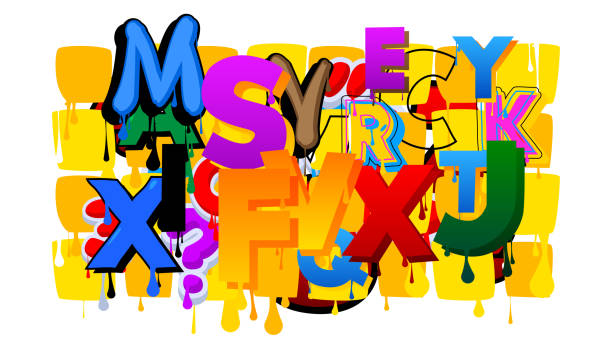 istock Abstract Graffiti background. Modern street art created with Letters. Wallpaper performed in urban painting style on white. 1471554364