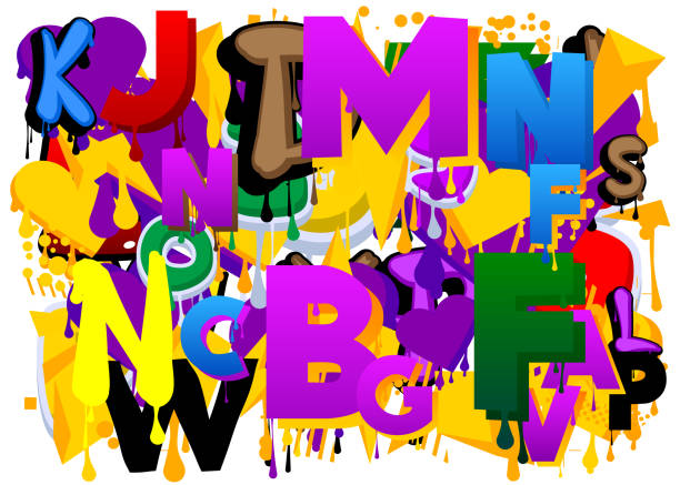 istock Abstract Graffiti background. Modern street art created with Letters. Wallpaper performed in urban painting style on white. 1471554410