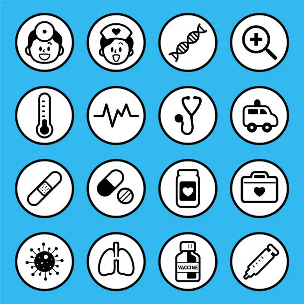 Vector illustration of Icon set of Healthcare and Medicine