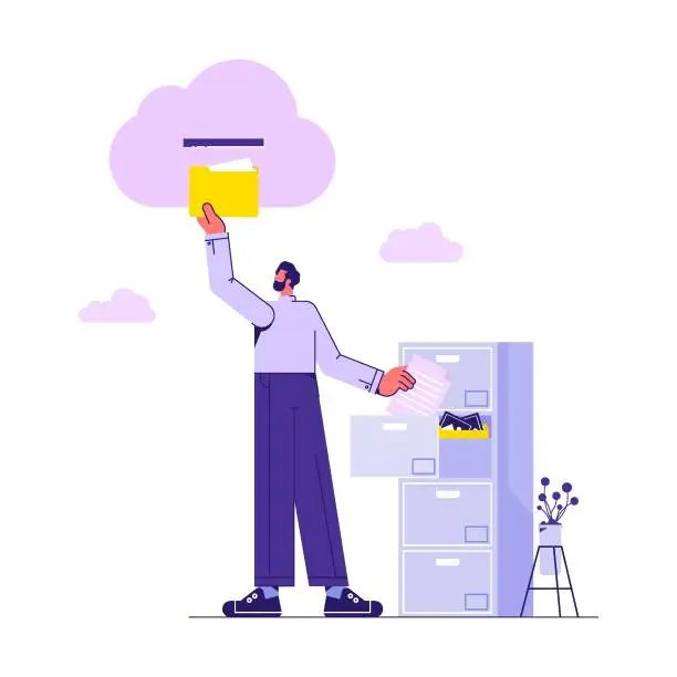 Vector illustration of Cloud computing concept in flat style, vector illustration