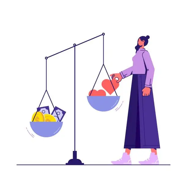 Vector illustration of Concept of work and life balance, vector flat design illustration