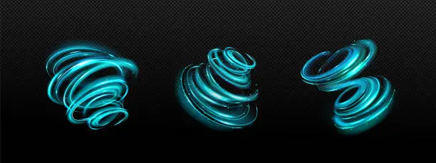 Vector illustration of Abstract blue swirls png set on transparent