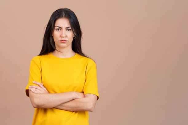 istock Hispanic woman crossing the arms with an angry expression 1471565519