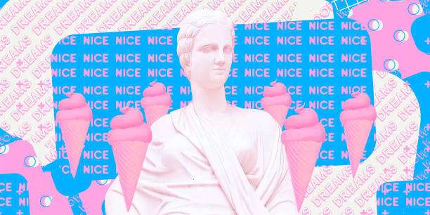istock Contemporary digital collage art. Modern trippy design. Statue  and creative abstraction retro background 1471571840