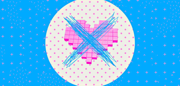 istock Contemporary digital collage art. Modern trippy design.Creative pixel Heart. Valentine's day, party shop concept 1471571929