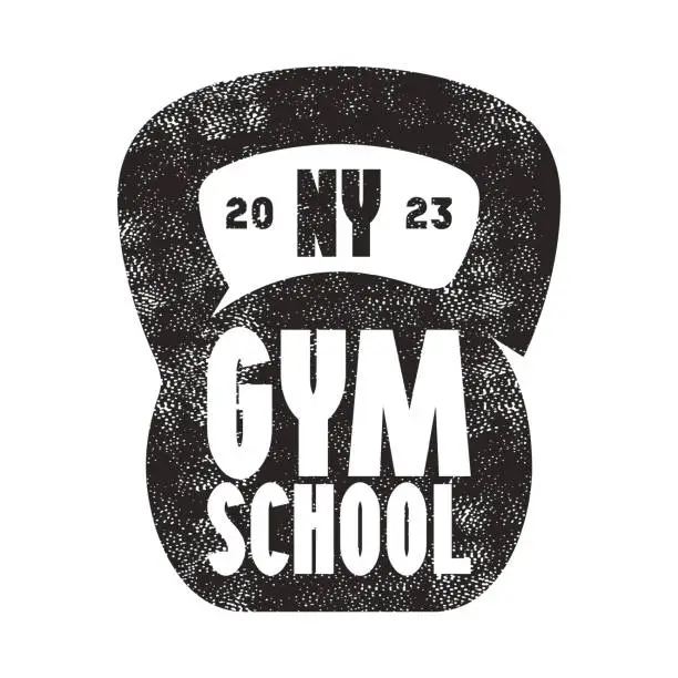 Vector illustration of Gym school emblem for sticker and t-shirt