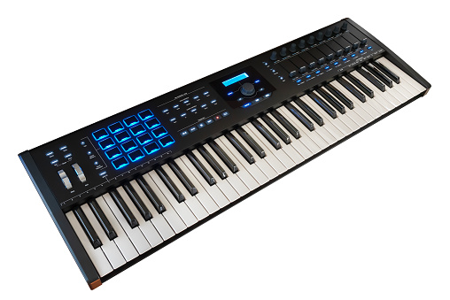 synthesizer or music keyboard isolated on white background