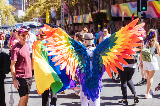 SYDNEY, AUSTRALIA - MARCH 5: Atmosphere at Oxford St Pride Village during Sydney WorldPride in Darlinghurst, Sydney, New South Wales, Australia on March 5th 2023.