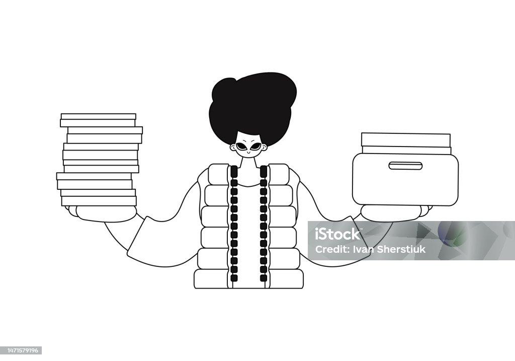Guy Stacks Docs In Straight Rows Vector Drawing Stock Illustration ...