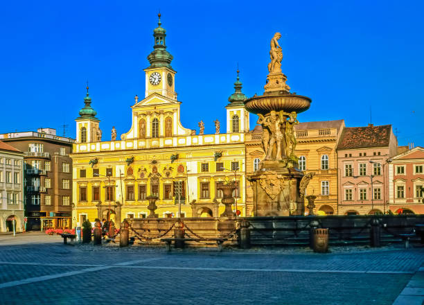 Samson's Fountain in Ceske Budejovice, Czech Republic