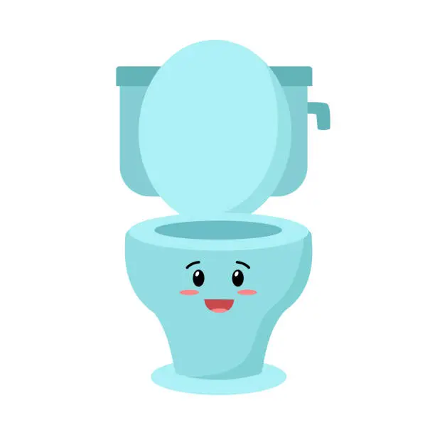 Vector illustration of Cute toilet seat cartoon character in flat design on white background.