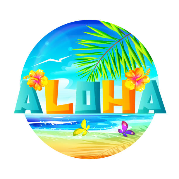 Aloha Hawaii Tropical Vacation Concept Greeting Text In Hawaiian