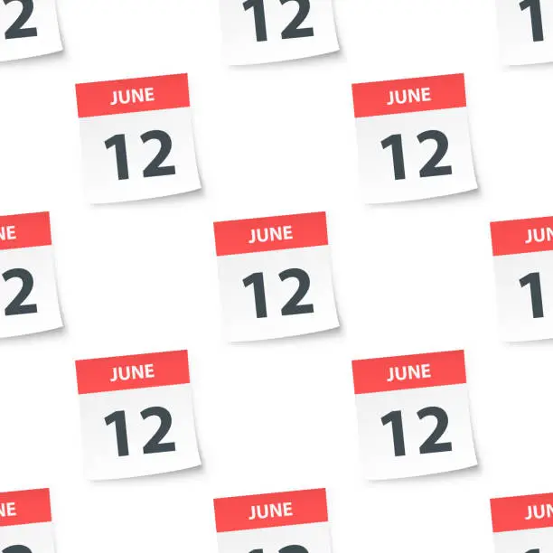 Vector illustration of June 12 - Daily Calendar seamless pattern