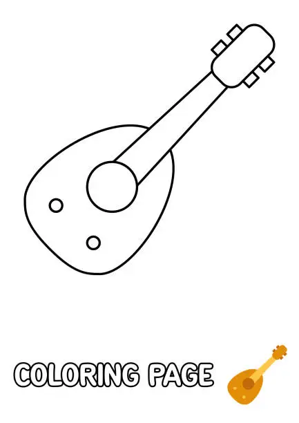 Vector illustration of Coloring page with Oud for kids