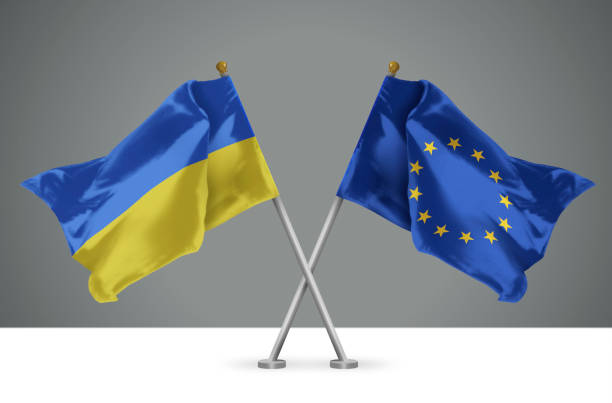 istock 3D illustration of Two Crossed Flags of 1471589292