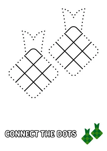 Vector illustration of Dot to dot page with Ketupat for kids