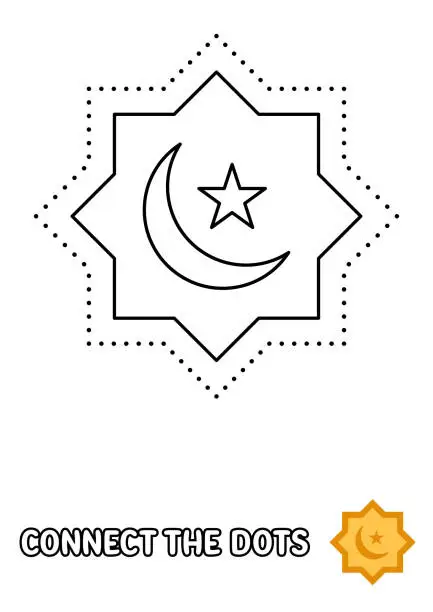 Vector illustration of Dot to dot page with Eid Moon for kids