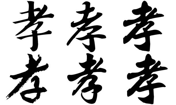 istock Chinese Calligraphy, Translation: filial piety, obedience, mourning 1471591058