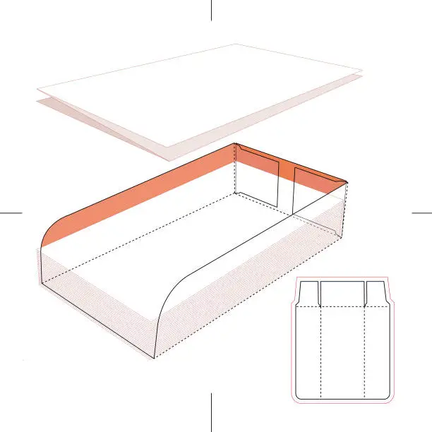 Vector illustration of Long Filling Tray with Blueprint