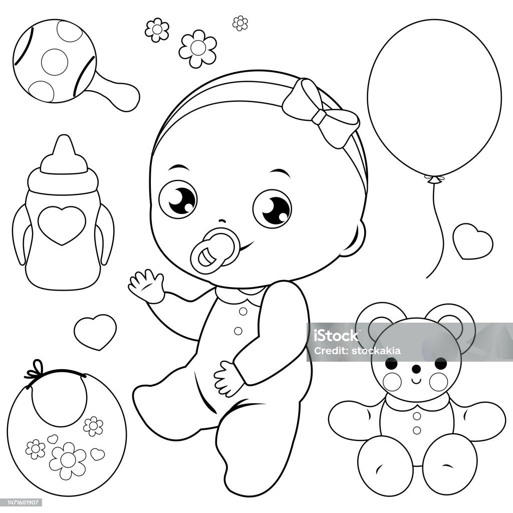 Vetores de Menina E Menino Do Bebê Desenho De Vetor Preto E Branco Para  Colorir e mais imagens de Chá de bebê - iStock