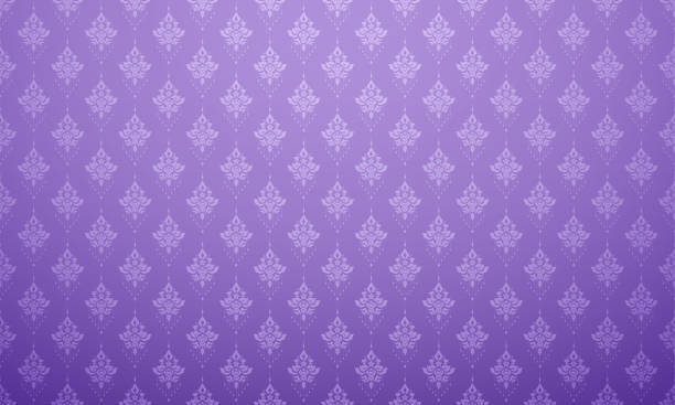 高級タイ柄の柔らかい紫色の背景ベクターイラスト。ライタイのエレメントパターン。ラベンダー色 - ライラック点のイラスト素材／クリップアート素材／マンガ素材／アイコン素材