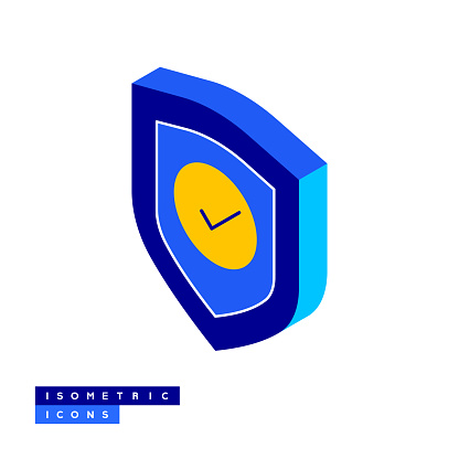 Vector Illustration of Security and Protection Sign Isometric Icon and Three Dimensional Design.