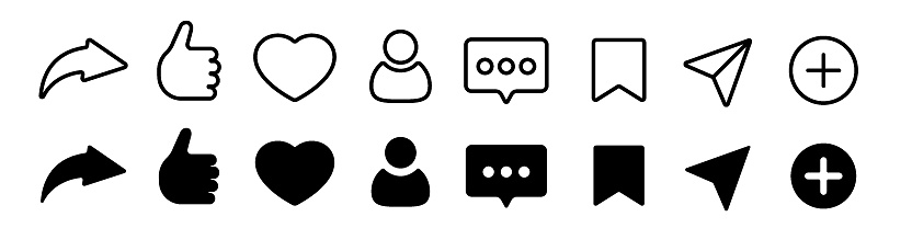 Set of social media icons symbols illustration