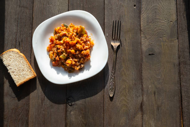 istock Buckwheat with  vegetables. Lean menu, diet food. 1471614833