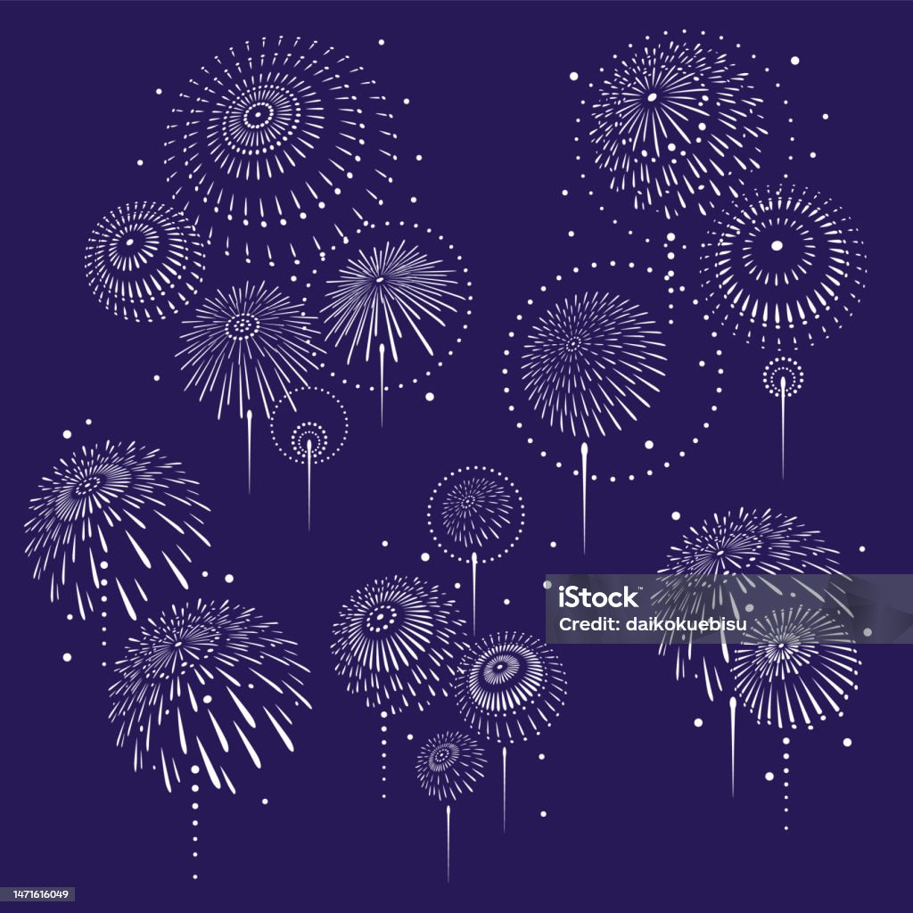 Japanese Firework Pattern Japanese Style Fireworks Material Collection Stock Illustration ...