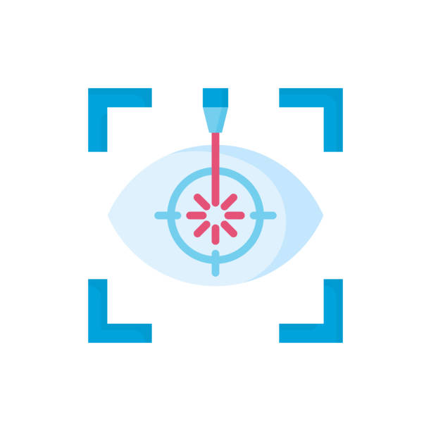 Laser eye surgery flat icon. Ophthalmology. Lasik vision correction. Vector illustration. vector art illustration