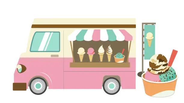 Vector illustration of food truck ice cream