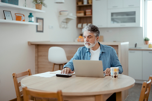 Man doing his accounting, financial adviser working from home