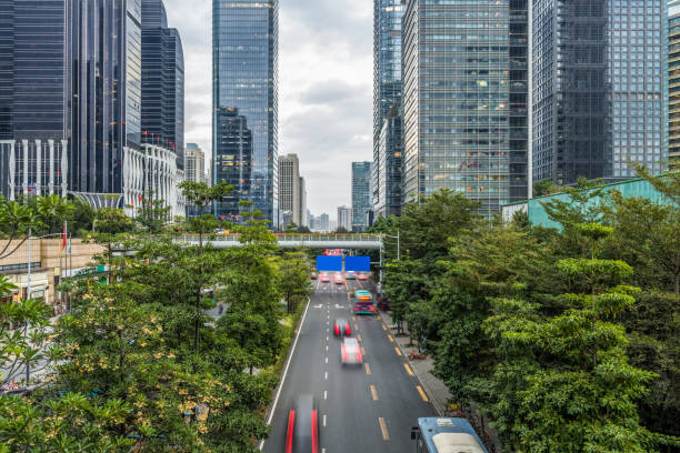 istock modern skyscrapers with road traffic, shenzhen, china. 1471621267