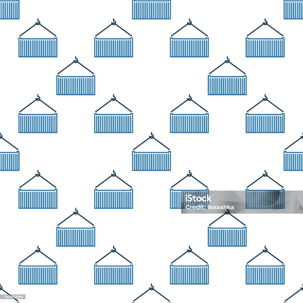 Shipping Company Pattern Hanging Shipping Container Vector Transportation Concept Line Seamless ...