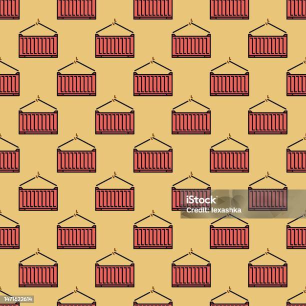 Cargo Container Pattern Red Shipping Container Vector Intermodal Cargo Seamless Pattern Stock ...