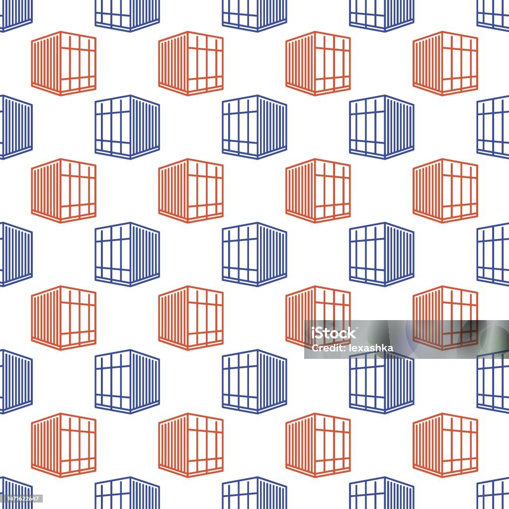 Container Pattern Background Small Freight Container Vector Concept Line Seamless Pattern Stock ...