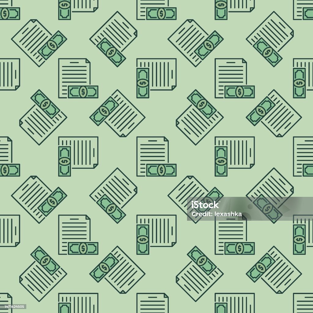 Patterned Payment Document With Banknote Vector Payment Colored Seamless Pattern Stock ...