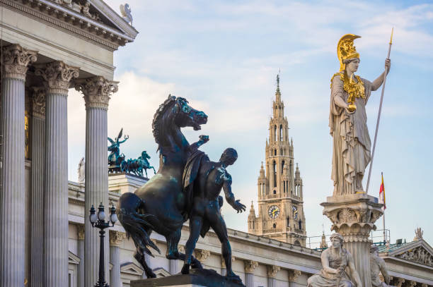 Vienna at Christmas, Parliament Building & Pallas-Athena Fountain - Austria