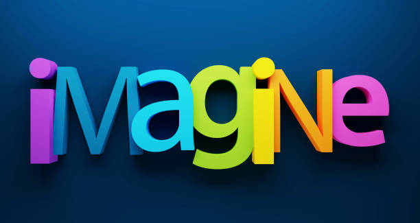 istock 3D render of IMAGINE rainbow-colored typography banner 1471630146