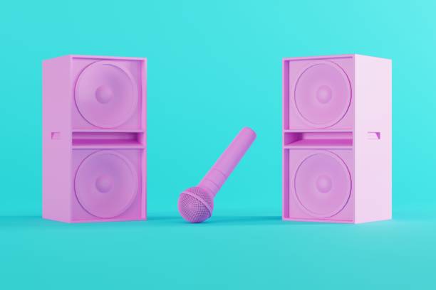 istock The microphone among the speakers. 1471630727