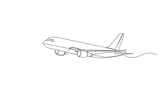 continuous single line drawing of big passenger aircraft