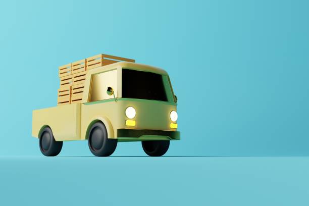 istock Small yellow delivery truck with trolley boxes. 1471633565