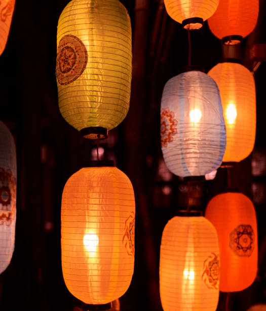 istock Colorful Chinese lanterns lit up at night 1471634199