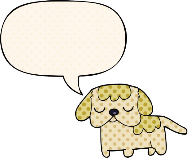 istock cute cartoon puppy with speech bubble in comic book style 1471637130
