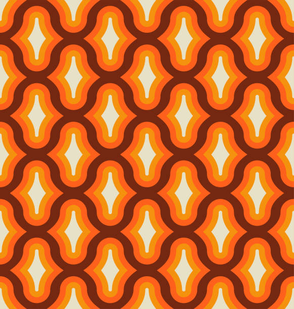 Seamless geometric vintage wallpaper in 70s 60s trendy style. vector illustration