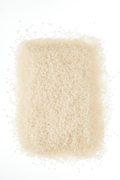 istock Top View of Raw Rice On White 1471650006