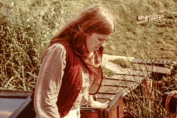 Young woman back in the seventies